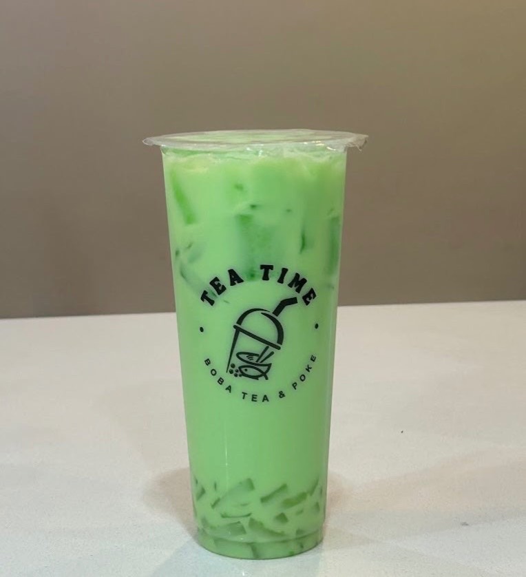 Honeydew Milk Tea drink at Tea Time in Waco