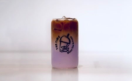 Ube Taro Coffee drink at Tea Time in Waco